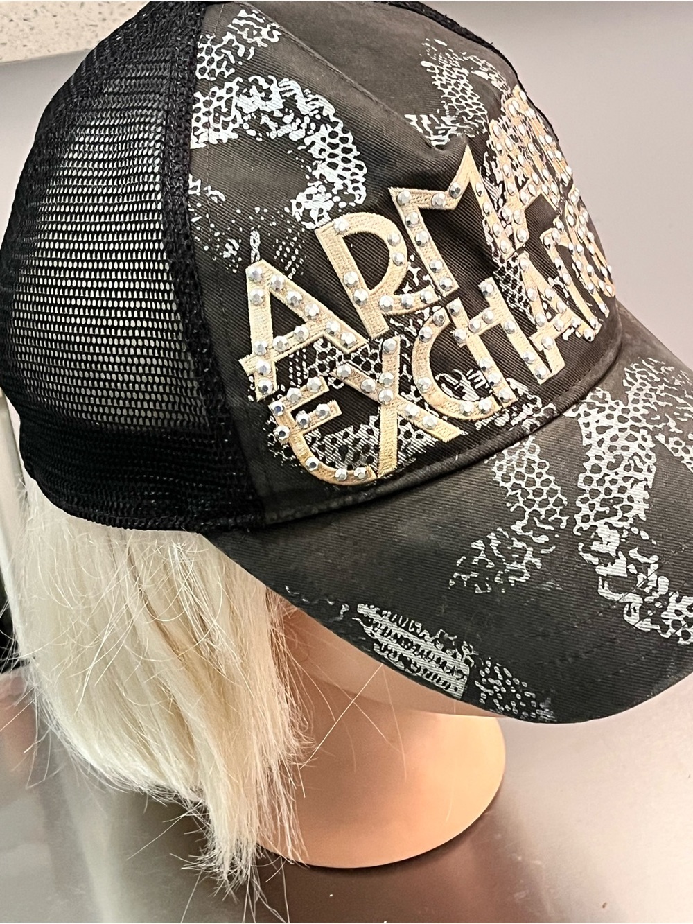 Bling Armani Exchange Trucker Baseball hat